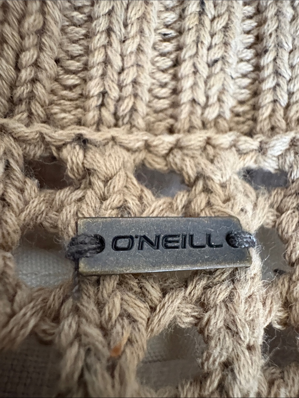 O'Neill Women's Open-Knit V-Neck Sweater - Taupe Brown - Picture 6 of 6